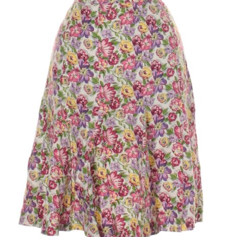 ANN TAYLOR LOFT Midi Floral Skirt Size 0 LINEN
